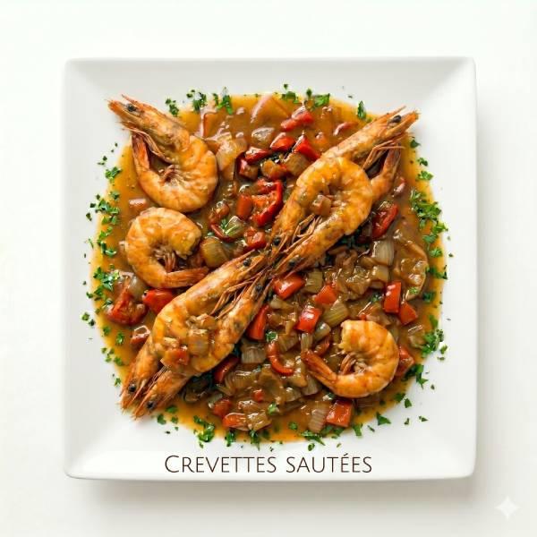 Crevettes Sautées a L'ail Accompagnement Riz